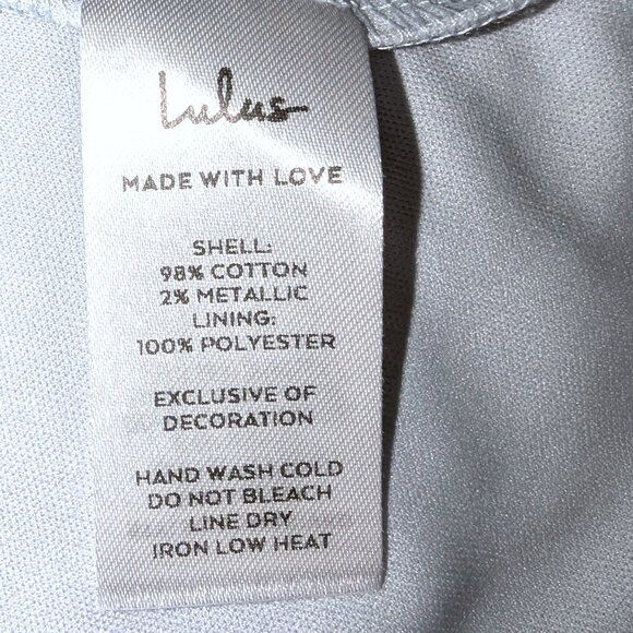 NWT Lulu’s | Sunny Reverie Light Blue Swiss Dot Lurex Halter Midi Dress | Small - Picture 12 of 13